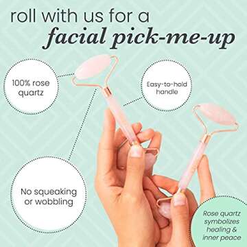 SDARA SKINCARE Rose Quartz Roller - Anti Aging Jade Roller for Wrinkles and Puffy Eyes - Eye & Face Roller for Slimming & Firming Facial Massage