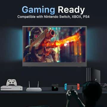 Flyzuni 15.6 inch Portable Monitor,1080P USB-C HDMI,Portable Monitor for Laptop, HDR Plug&Play,PC,Mac,Phone,PS,Xbox,Swich,IPS Ultra-Thin Zero Frame, Metal Case