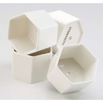 FLOWERPLUS Hexagon Ceramic Succulent Planter Set