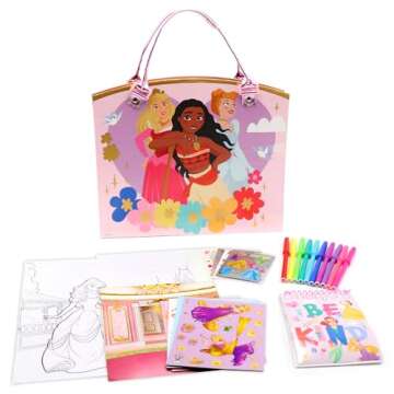 Tara Toys Princess Activity Tote - Ultimate Princess Adventure Bag with Coloring Books, Stickers, and Craft Supplies, Travel-Friendly Set for Little Artists, Imaginative Play, Ages 3+ 
