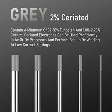 YESWELDER TIG Welding Tungsten Electrode 2% Ceriated 1/16" x 7" (Gray, WC20/EWCe-2) 10-pk