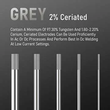 YESWELDER TIG Welding Tungsten Electrode 2% Ceriated 1/16" x 7" (Gray, WC20/EWCe-2) 10-pk