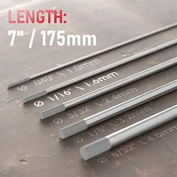 YESWELDER TIG Welding Tungsten Electrode 2% Ceriated 1/16" x 7" (Gray, WC20/EWCe-2) 10-pk