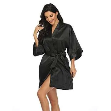 Elegant Women's Short Satin Kimono Robes for Weddings