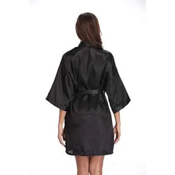 Elegant Women's Short Satin Kimono Robes for Weddings