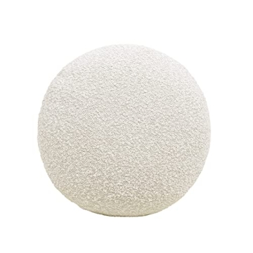 Jennifer Taylor Fuji Mushroom Footstool Ottoman Ivory White Boucle
