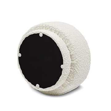 Jennifer Taylor Fuji Mushroom Footstool Ottoman Ivory White Boucle