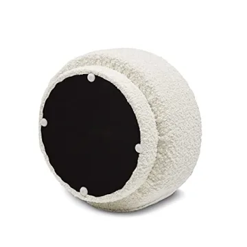 Jennifer Taylor Fuji Mushroom Footstool Ottoman Ivory White Boucle