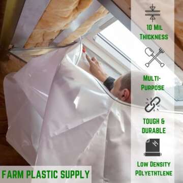 Farm Plastic Supply - Clear Plastic Sheeting - 10 mil - (24' x 100') - Thick Plastic Sheeting, Heavy...