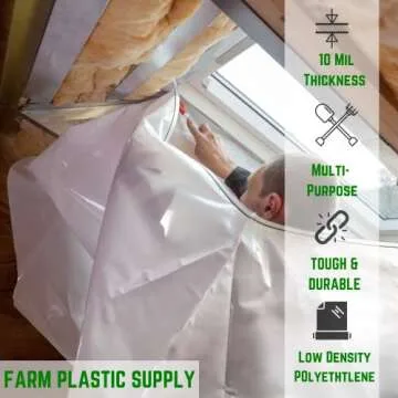 Farm Plastic Supply - Clear Plastic Sheeting - 10 mil - (24' x 100') - Thick Plastic Sheeting, Heavy...