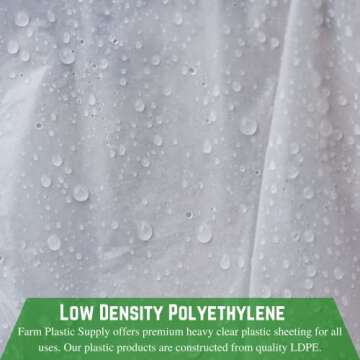 Farm Plastic Supply - Clear Plastic Sheeting - 10 mil - (24' x 100') - Thick Plastic Sheeting, Heavy Duty Polyethylene Film, Drop Cloth Vapor Barrier Covering for Crawl Space