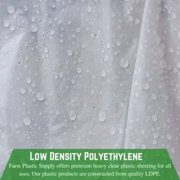 Farm Plastic Supply - Clear Plastic Sheeting - 10 mil - (24' x 100') - Thick Plastic Sheeting, Heavy Duty Polyethylene Film, Drop Cloth Vapor Barrier Covering for Crawl Space