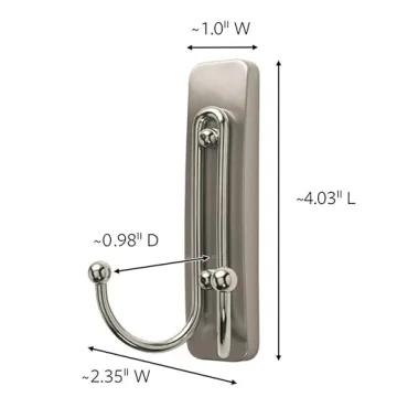 Command Large Brushed Nickel Double Hooks for Easy Organization