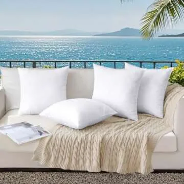 MIULEE Pack of 4 18x18 Outdoor Pillow Inserts, Water-Resistant Throw Pillow Inserts Decorative Premium Square Pillow Stuffer Sham for Porch Swing Couch Sofa Cushion Patio Furniture