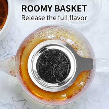 Vaincre Extra Fine Mesh Tea Infuser/Strainer, Stainless Steel Loose Leaf Tea Steeper/Diffuser with L...