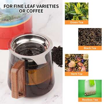 Vaincre Extra Fine Mesh Tea Infuser/Strainer, Stainless Steel Loose Leaf Tea Steeper/Diffuser with Large Capacity Basket and Lid, Fits Teapots, Mugs, Cups