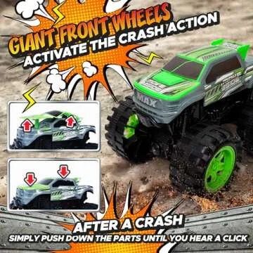 Exploding Monster Truck Toy with Explosive Crash Sounds and Lights, Smash It Up Again and Again, Monster Truck Toys for Boys Kids Ages 3, 4-7 & Above | Toddler Toys for 3 Year Old Boys Gift