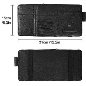 Boao 2 Packs Car Sun Visor Organizer, Sunglasses Holders for Car Sun Visor PU Auto Interior Accessories Storage Travel Document Holder with Multi Pocket (Black, 12.2 x 6.1 Inches)