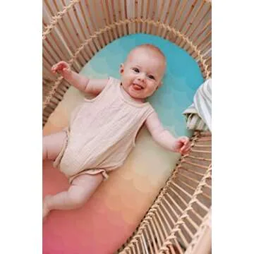 TotAha Premium Stretchy Bassinet Cradle Sheets (2-Pack) -Hypoallergenic, Silky Comfort, Buttery Soft, Calming Effect, All-Season Jersey-Knit, 32 X 16 X 3''(Rainbow & Tie dye)