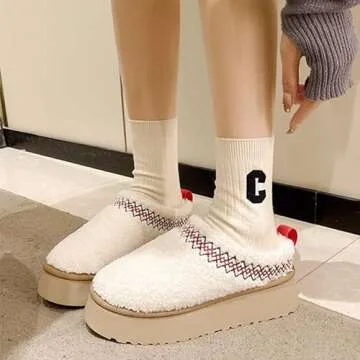 Winter Women Fuzzy Platform Snow Boots with Fur Lining
