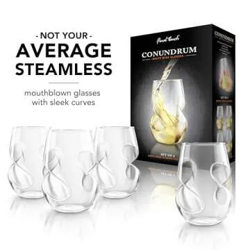 Final Touch Conundrum White Wine Glasses Set of 4
