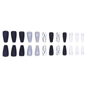 Foccna Marble Press on Nails - Elegant DIY Dip Nails