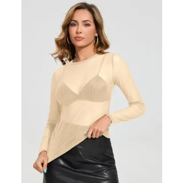 AKEWEI Sexy Mesh Sheer Top - Perfect Layering Piece