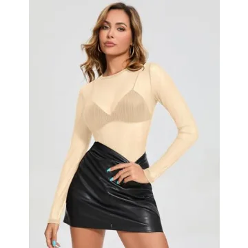 AKEWEI Sexy Mesh Sheer Top - Perfect Layering Piece