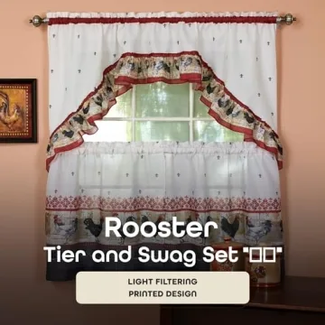 Rooster Printed Tier and Swag Curtain Set for Home