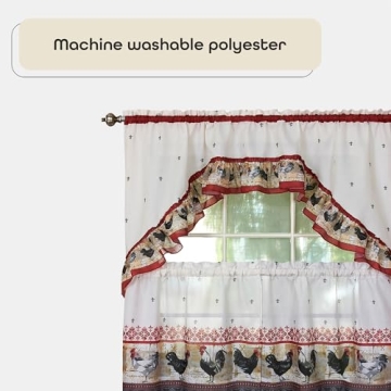 Rooster Printed Tier and Swag Curtain Set for Home