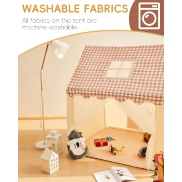 RONGFA Kids Play Tent, Playhouse for Kids Indoor & Outdoor, Kids Tent with Star Light, Flags and Carry Bag, Washable Kids Tent for Girls & Boys (Without Mat)