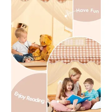 RONGFA Kids Play Tent, Playhouse for Kids Indoor & Outdoor, Kids Tent with Star Light, Flags and Carry Bag, Washable Kids Tent for Girls & Boys (Without Mat)