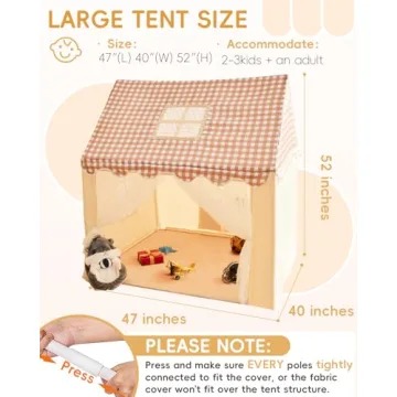 RONGFA Kids Play Tent, Playhouse for Kids Indoor & Outdoor, Kids Tent with Star Light, Flags and Carry Bag, Washable Kids Tent for Girls & Boys (Without Mat)