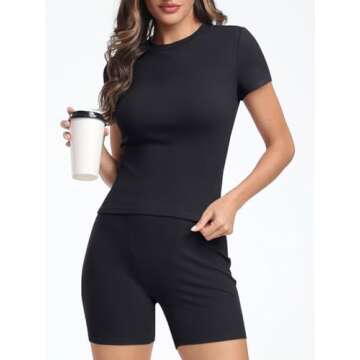 Trendy Queen 2 Piece Workout Sets Women Two Piece Summer Outfits 2024 Loungewear Vacation Tops Biker...