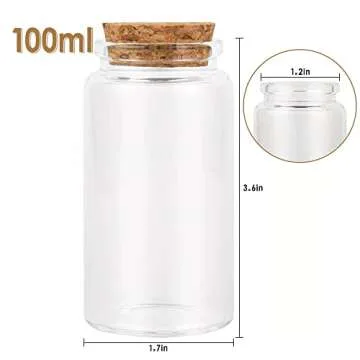 3PC100ML Empty Glass Jars with Cork Stoppers for DIY Art Crafts Projects Decoration Party Supplies a...