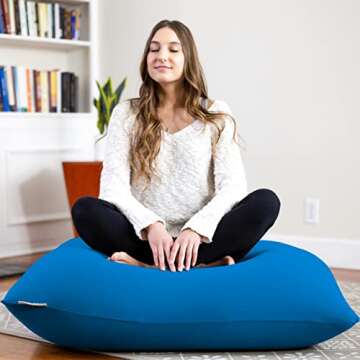 Yogibo Mini Bean Bag, Small Beanbag Chair for Kids, Teens and Adults, for Meditation and Sitting, Fibead Filling Conforms to Body, Washable, Removable Cover, Turquoise