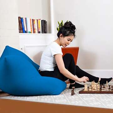 Yogibo Mini Bean Bag, Small Beanbag Chair for Kids, Teens and Adults, for Meditation and Sitting, Fibead Filling Conforms to Body, Washable, Removable Cover, Turquoise