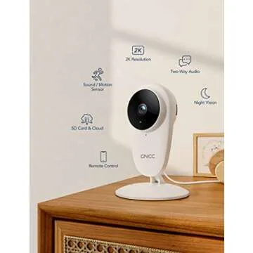 GNCC Baby Monitor with Camera and Night Vision, 1080P Baby Camera Monitor，Indoor Camera with Two Way Audio, 2.4G WiFi Smartphone Control, Motion/Sound Detection, SD&Cloud Storage, C1