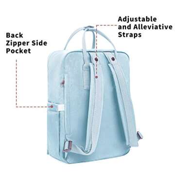 KALIDI Casual Laptop Backpack 15 Inches Classic Camping Rucksack Travel Outdoor Square Daypack College Hiking Gym Bag, Sky Blue