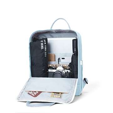 KALIDI Casual Laptop Backpack 15 Inches Classic Camping Rucksack Travel Outdoor Square Daypack College Hiking Gym Bag, Sky Blue