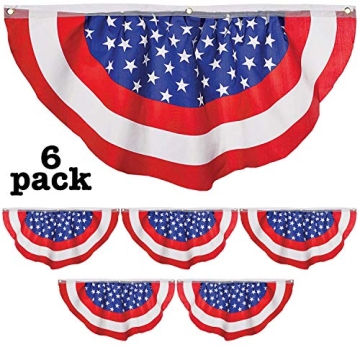 Iconikal July 4th American Flag Banner Bunting - 6-Pack of 4x2 Feet Vibrant Patriotic Decor