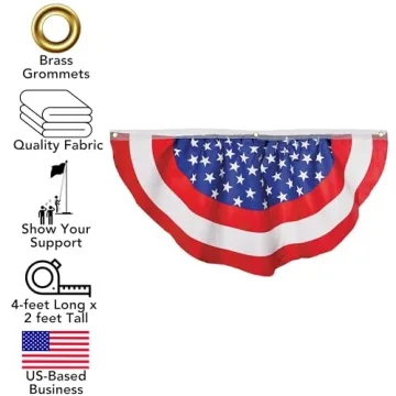 Iconikal Patriotic American Flag Bunting - 4 x 2 Feet