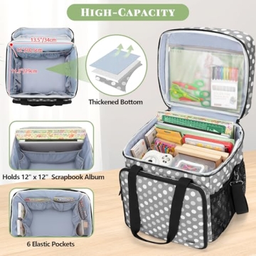 LUXJA Scrapbook Tote with Detachable Dolly for Crafting