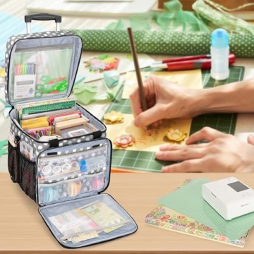 LUXJA Scrapbook Tote with Detachable Dolly for Crafting