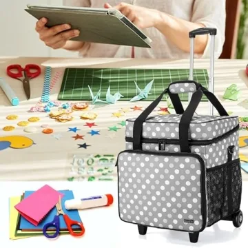 LUXJA Scrapbook Tote with Detachable Dolly for Crafting