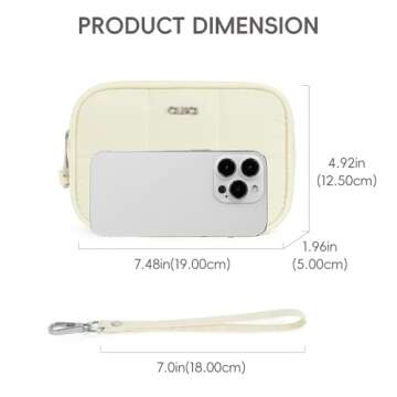 CLUCI Wristlet Wallet for Women Large Capacity 3 Zipper Purse with Credit Card Holder Nylon Quilted Clutch Purse for Women Beige