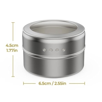 Vetacsion Magnetic Spice Tins - Set of 8 Stylish Containers