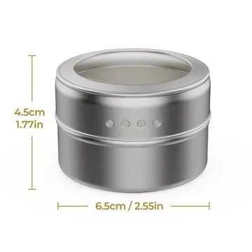 Vetacsion Magnetic Spice Tins - Set of 8 Stylish Containers