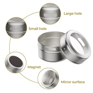 Vetacsion Magnetic Spice Tins - Set of 8 Stylish Containers