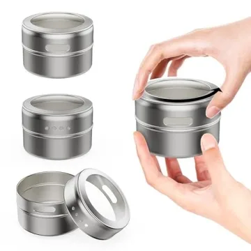Vetacsion Magnetic Spice Tins - Set of 8 Stylish Containers